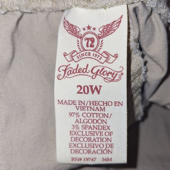 Faded Glory Womens 20W Khaki Capris Adjustable Leg Drawstring Pockets Plus Size - Picture 3 of 13